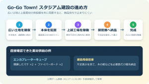Go-Go Town! スタジアムの建て方|広い土地・上級素材・納品手順|最新情報の確認画像